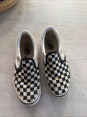 Vans Kids Slip-On Checkerboard Sneakers in Black and White